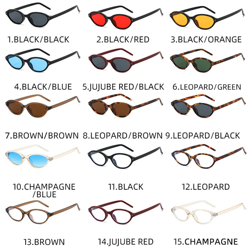JNPCXI New Fashion Small Oval Sunglasses Women Ins Popular Retro Rivets Men Candy Color Punk Sun Glasses Clear Lens Frame UV400