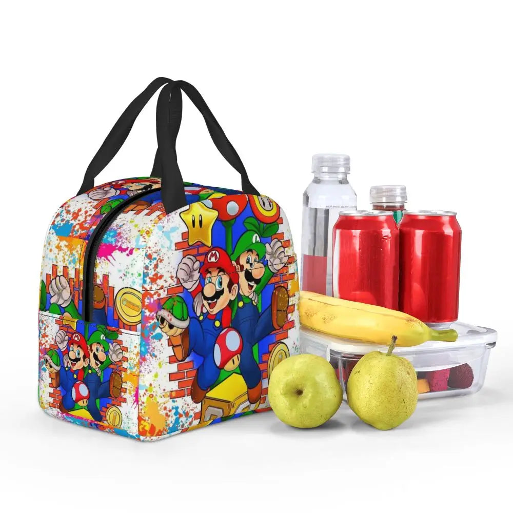 Custom Mario SuperBros Insulated Lunch Bag Reusable Thermal Cooler Lunch Box M21