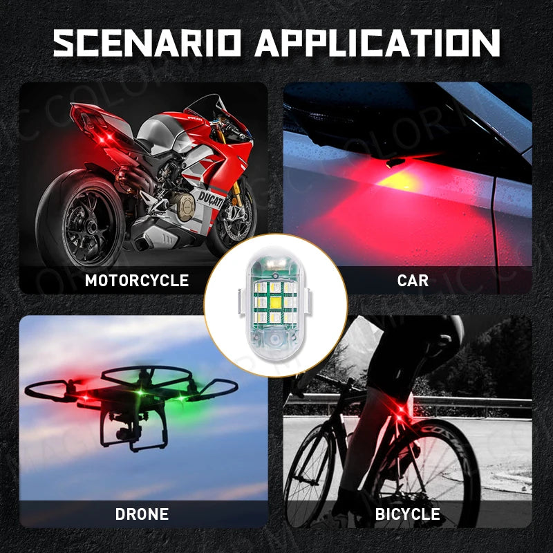 2PCS Wireless LED Strobe Light Remote Control Warning Lamp Flash Indicator Anti-collision For Car Auto Motorcycle Drone Cruise