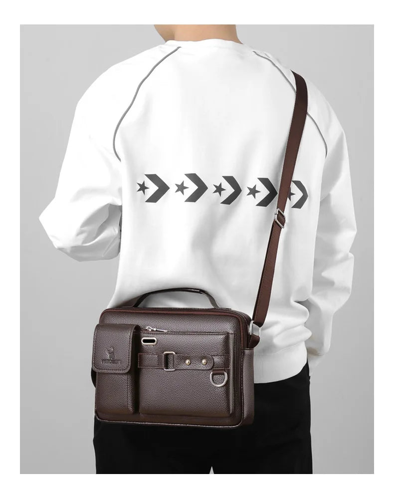 Men Shoulder Bag Pu Leather Business Messenger Crossbody Bags Designer Handbag