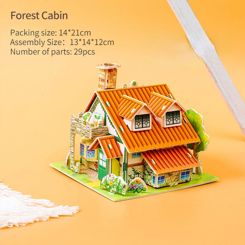 3D Puzzle Handmade DIY House Model Puzzle Children Boys and Girls Toys Paper Jigsaw Puzzle  Baby Toys Christmas Gift