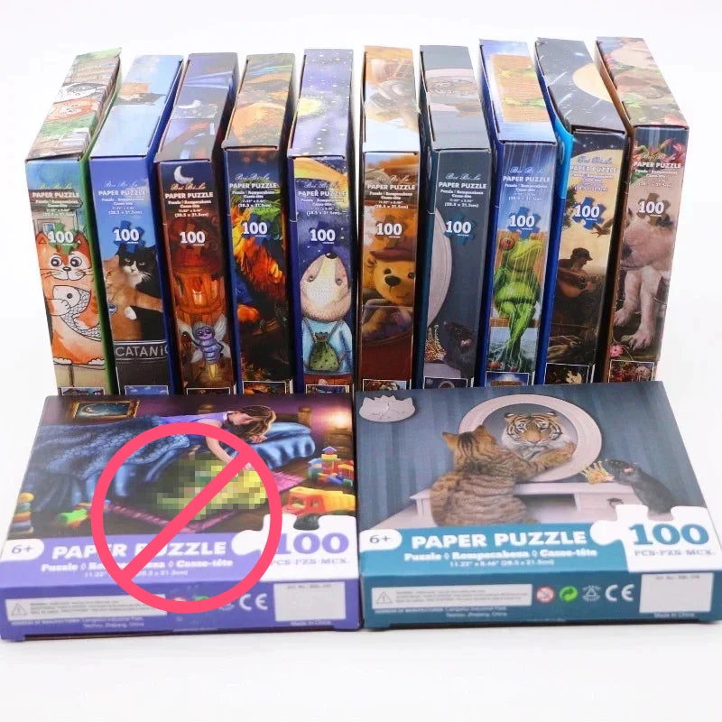 28.5*21.5cm Paper Jigsaw Puzzle 100 Pieces Animals Adult Stress Relief Children Educational Entertainment Toys Christmas Gift