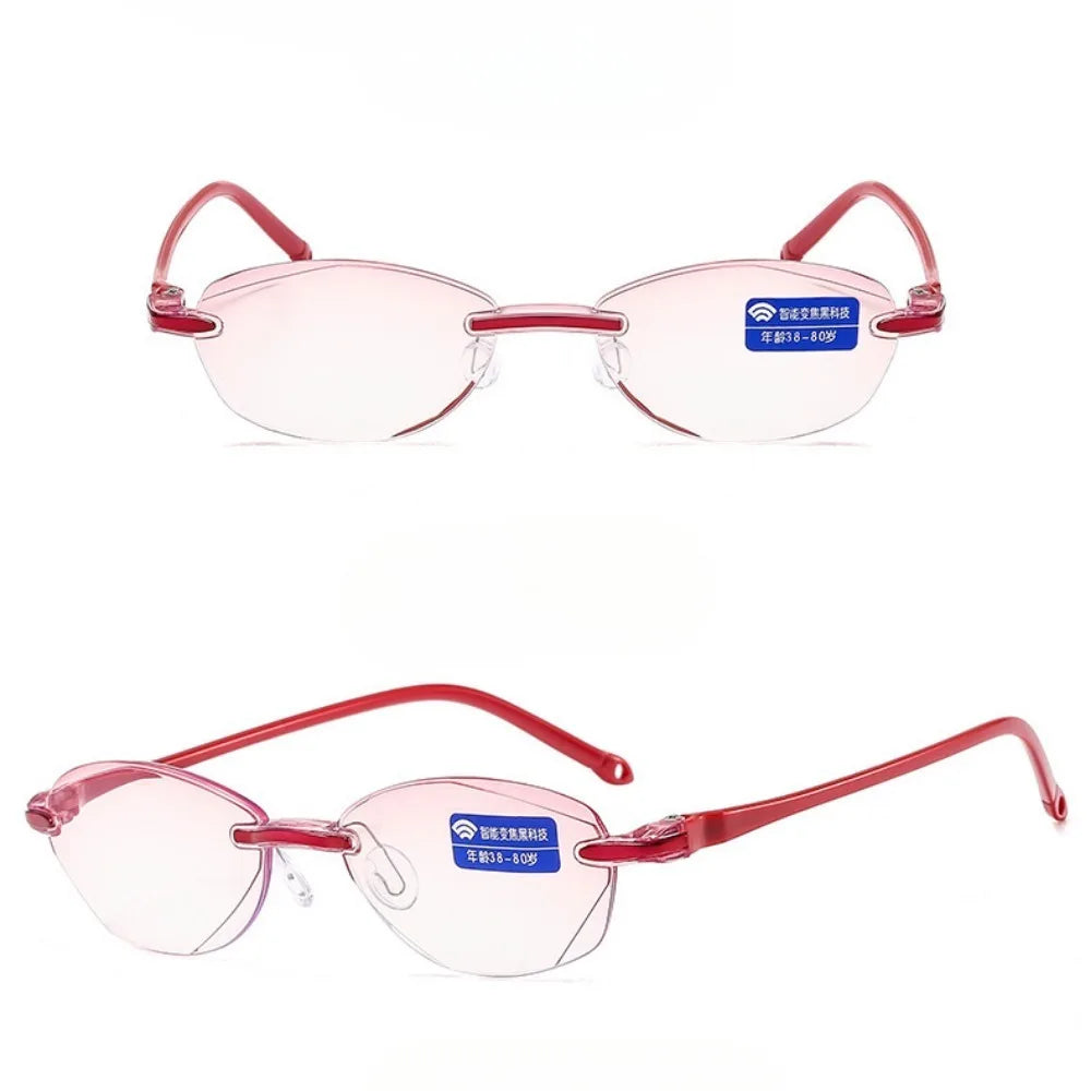 Women's Frameless Reading Glasses Bifocal Far and Near Blue Light Blocking Diopter +1.0 +1.5 +2.0 +2.5 +3.0 +3.5 +4.0
