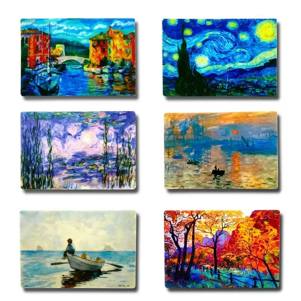 Van Gogh Starry Night, Mona Lisa Fridge Magnets - World Famous Paintings Art Refrigerator Magnets Set, Gift for Art Lovers