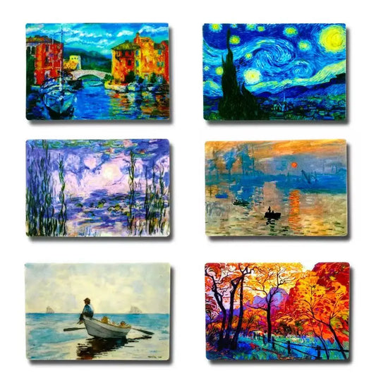 Van Gogh Starry Night, Mona Lisa Fridge Magnets - World Famous Paintings Art Refrigerator Magnets Set, Gift for Art Lovers