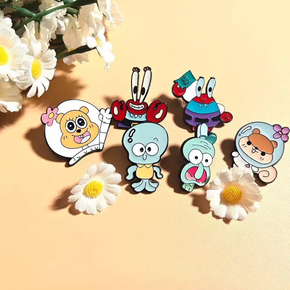 12 PCS Cartoon Anime Enamel Pins Set Funny Animation Good Friend Metal Brooch Badges Jewellery Accessories for Gifts