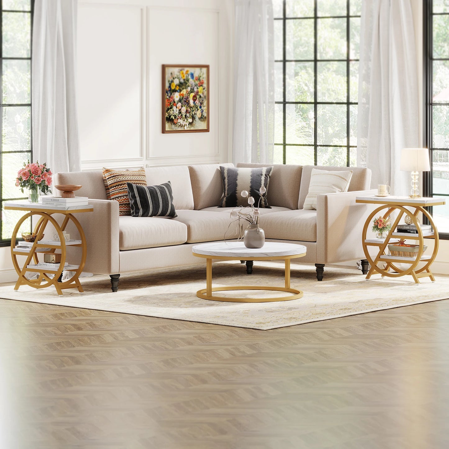 Tribesigns  Living Room 3-Tier Narrow Side End Table w/ Storage White Side Table