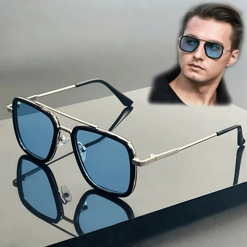 2/1 Pair of Men's Classic Style Metal Frame Glasses, Double Bridge Design - Suitable for Daily Commuting