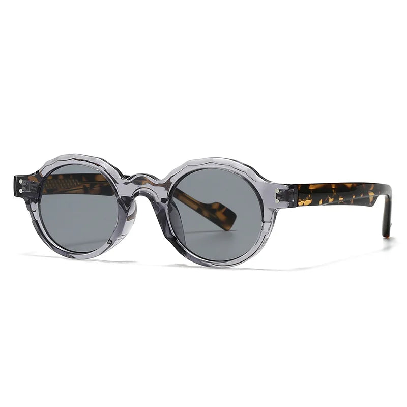 JNPCXI New Fashion Acetate Round Rivets Men Punk Sunglasses Wine Red Shades UV400 Retro Women Trending Sun Glasses