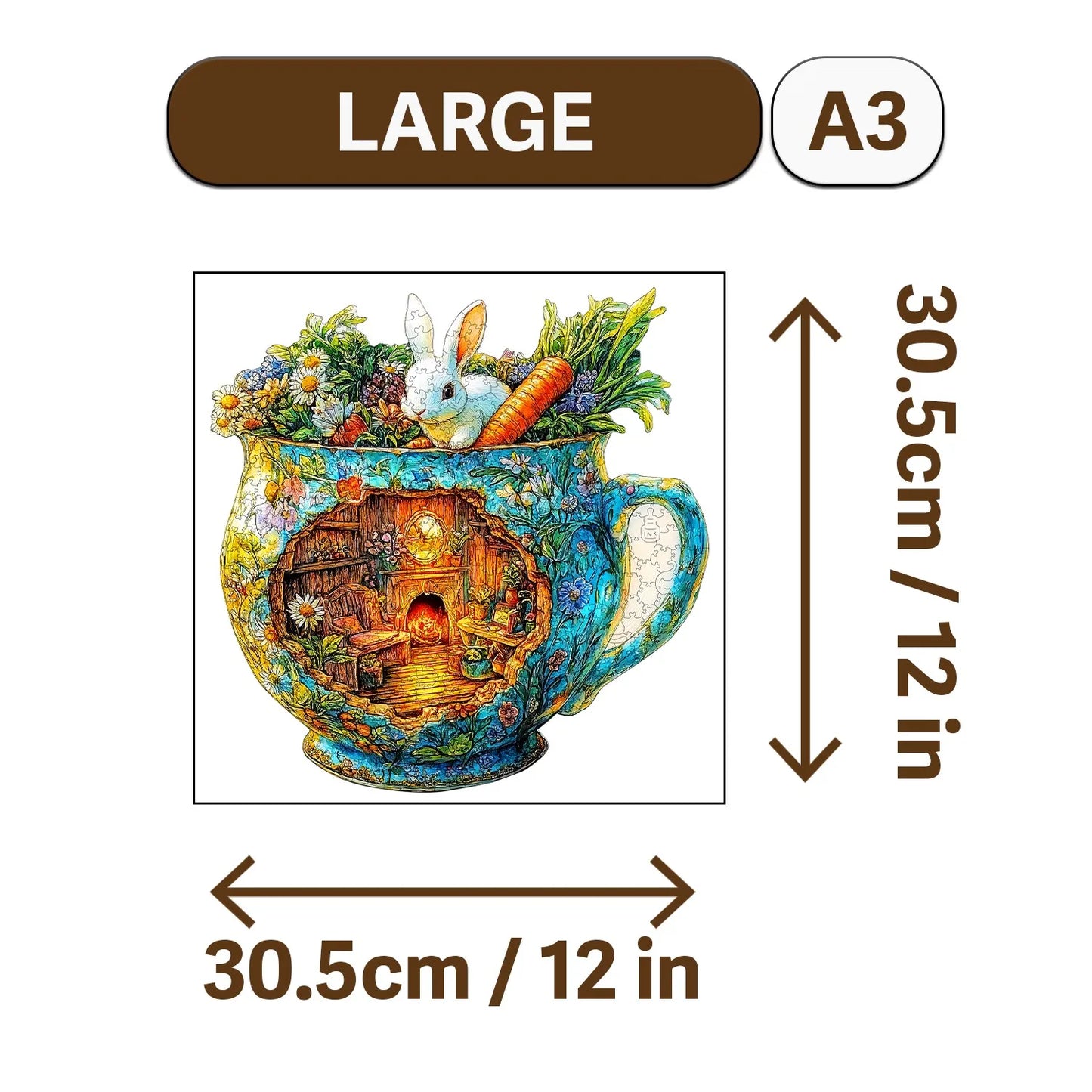 World in Cup Wooden Jigsaw Puzzle Wood Home Decor Painting Christmas and Halloween Gift Toy for Teen and Kid