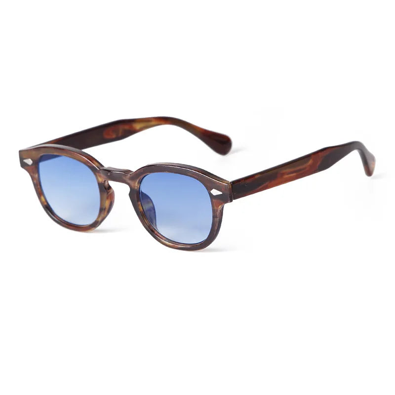 JNPCXI Fashion Gradient Blue Round Sunglasses for Women Men Vintage Tortoise Square Sun Glasses Lunettes De Soleil