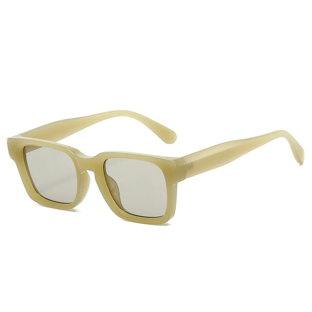 JNPCXI New Fashion Square Women Sunglasses Light Yellow Shades UV400 Vintage Punk Men Trending Sun Glasses
