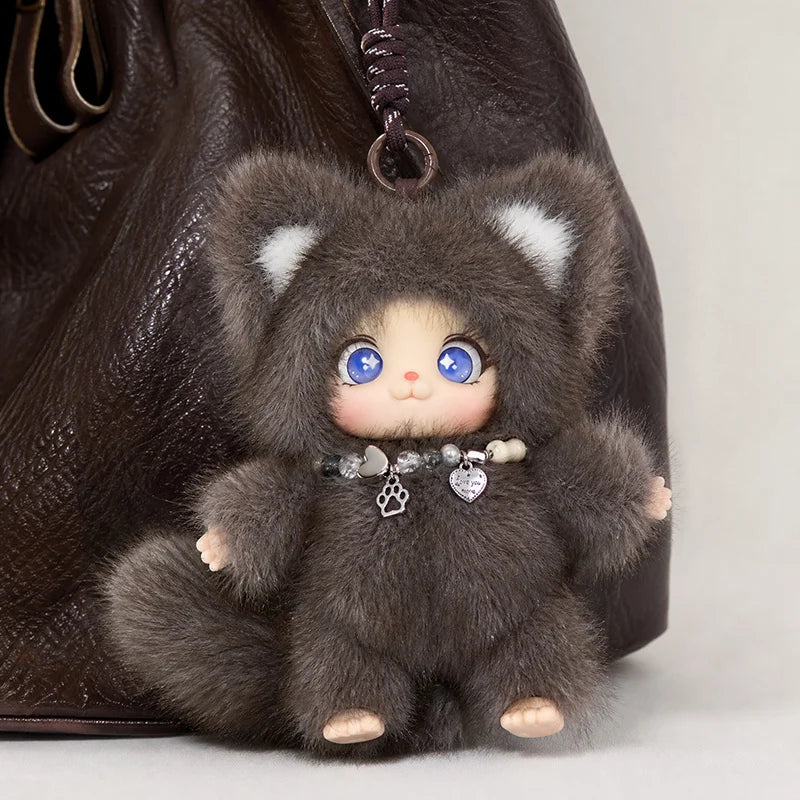 19cm New Cute Family Fox Plush Pendant Kawaii Animals Vinyl Face Plush Toy Premium Doll Enthusiasts Kids Hang Bag Decor