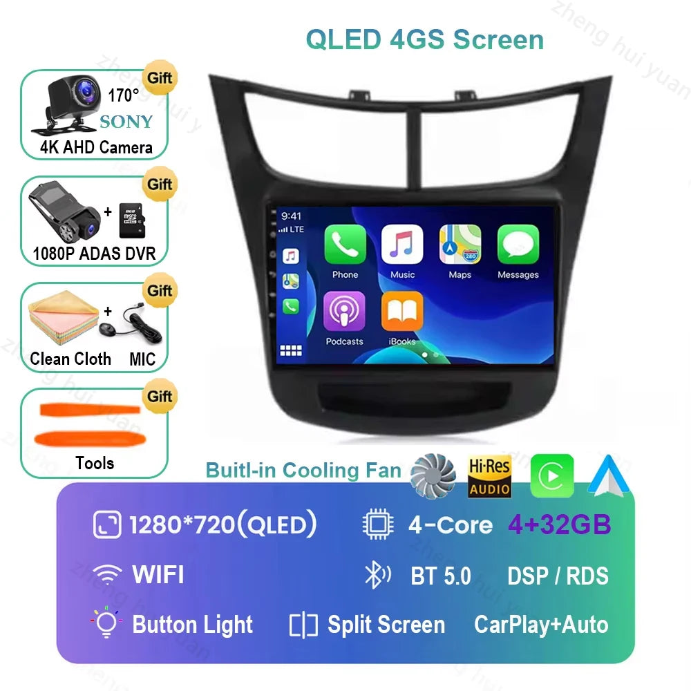 Android 16 CarPlay Auto Car Radio Multimedia navigation video Autoradio Stereo For Ch For Chevroletevrolet Sail Aveo 2015 - 2019