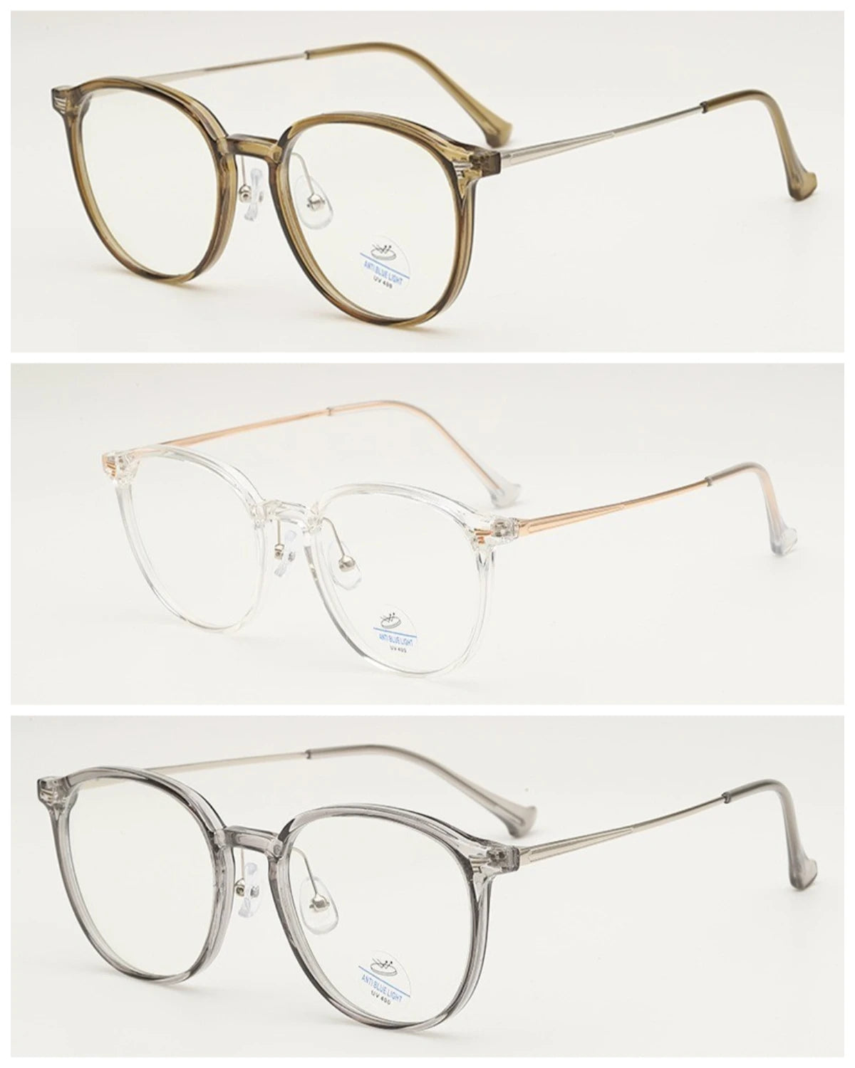3pcs Women's Fashion Frame Ultra Light Oval Anti Blue Light Glasses Suitable for Daily Office Wear
