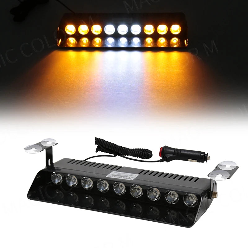 9 LED Car Strobe Light Fireman Emergency Windshield Agricultural Flash Warning Signal Beacon Truck Trailer Vehicle 12v