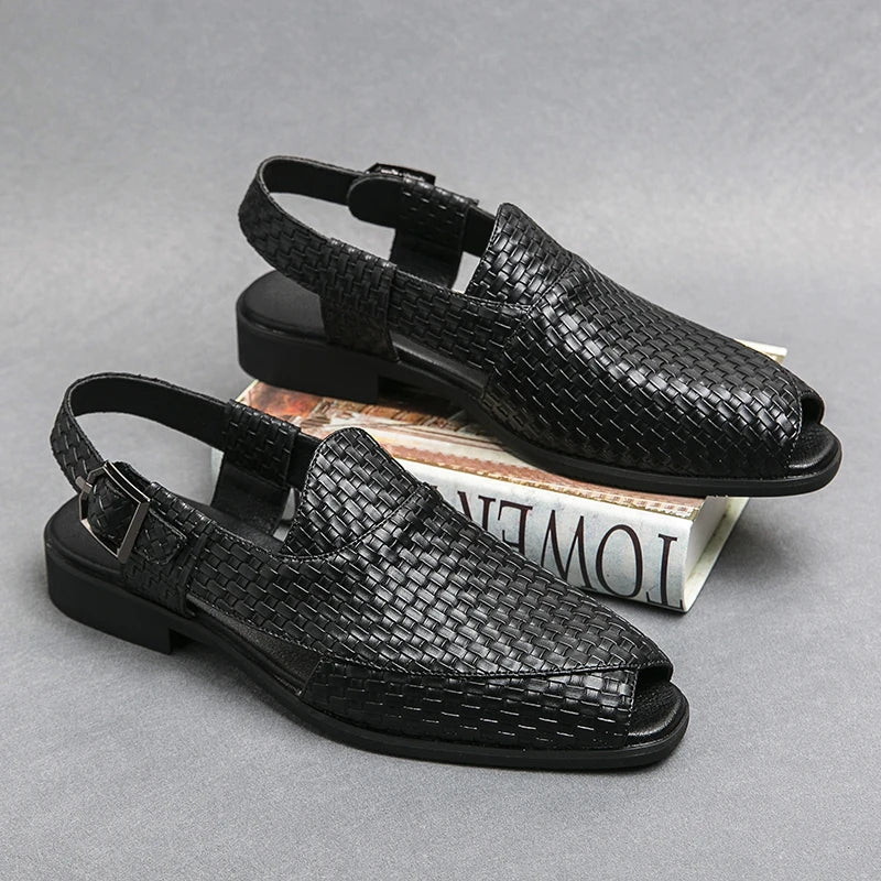 Summer High Quality Brogue Shoes Sandals Men British Style Casual Leather Sandals For Men Yuppie Business Shoe Male
