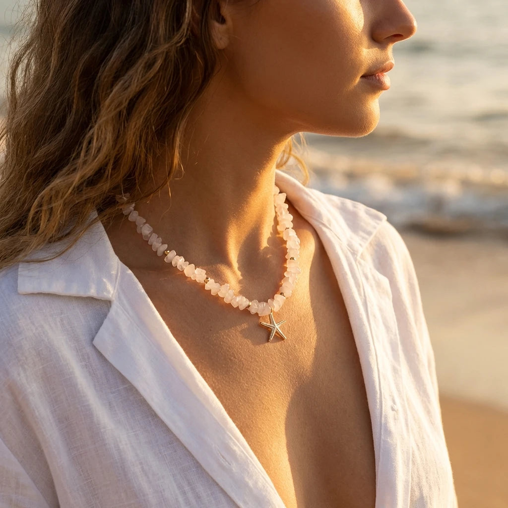 Boho Faux Stone Crushed Irregular Beaded Choker Necklace Women Summer Beach Collar Jewelry Accessories