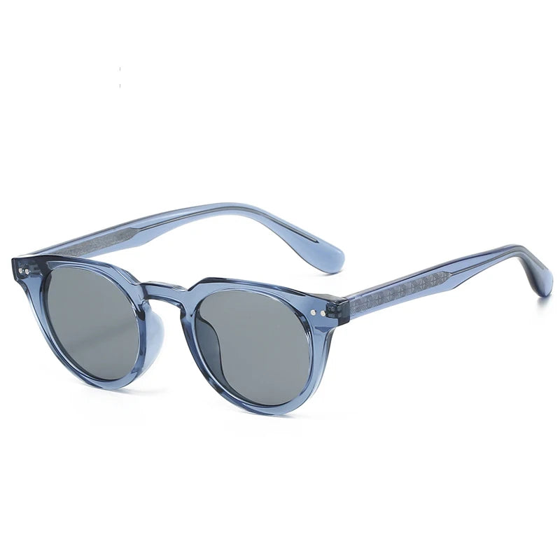 JNPCXI Round Women Luxury TR90 Sunglasses Shades UV400 Retro Rivets Men Sun Glasses