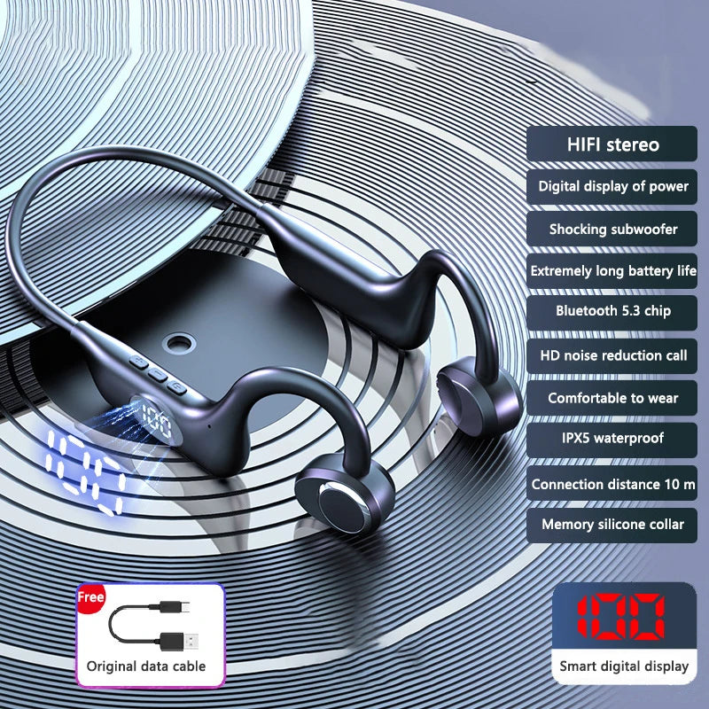 BMAD New Bone Conduction Headset Bluetooth 5.3 IP68 Waterproof HIFI Sound Quality For Swimming Noise-canceling Sports Headphones