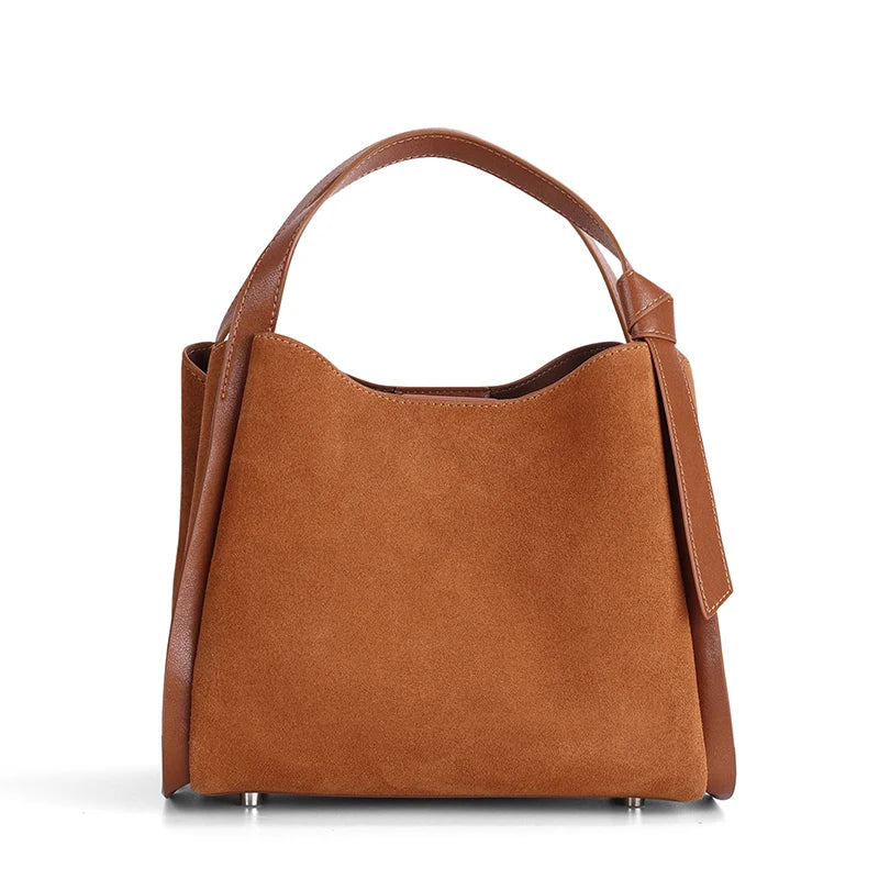 Women Suede Cow Leather Shoulder Bag Female Genuine Leather Versatile Handbags Ladies Fashion Luxury Designer Crossbody Bags