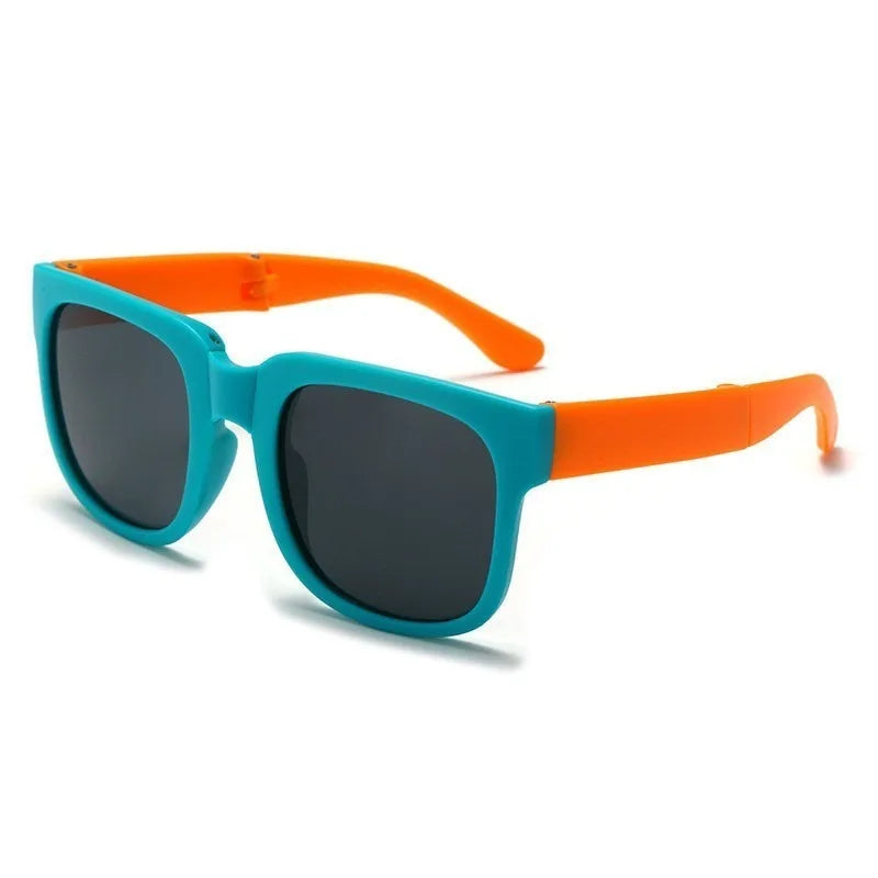 2PCS Candy Color  Sunglasses for Kids Folding Large Frame Sunglasses Children's Folding Glasses with Case