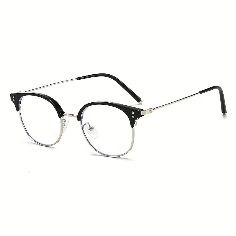 Minimalist Half Rim Round Frame Stylish with Elegant Ear Studs Fashion Glasses Minimalist Style Elegant Glasses