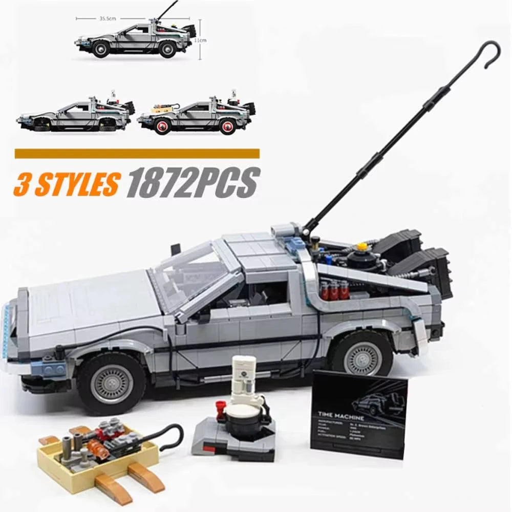 1872PCS Back to the Future Time Machine DeLorean DMC-12 Car Building Blocks Set