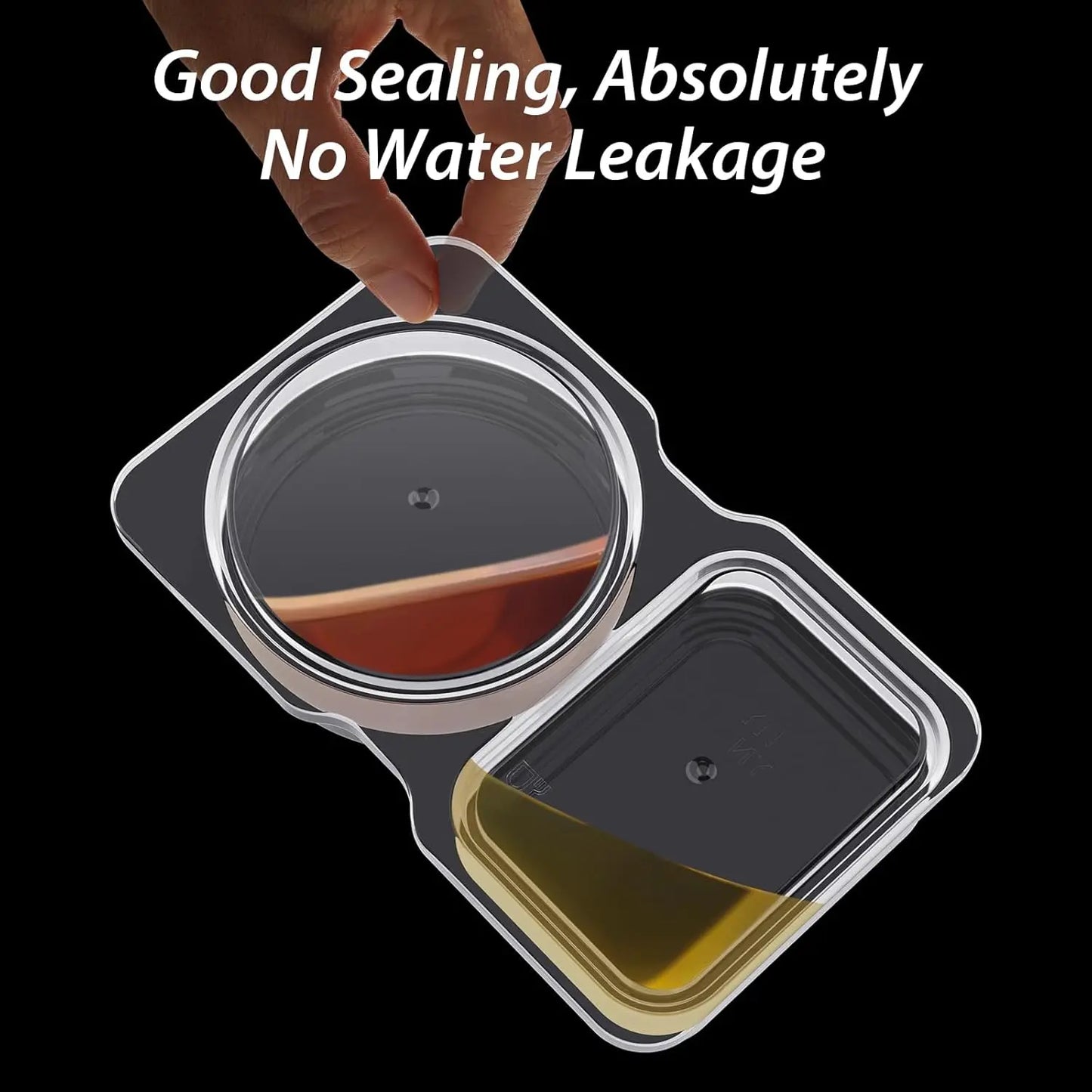Double Compartment Condiment Containers with Lids, Disposable 2 Compartment Portion Cups Reusable Plastic Snack Container