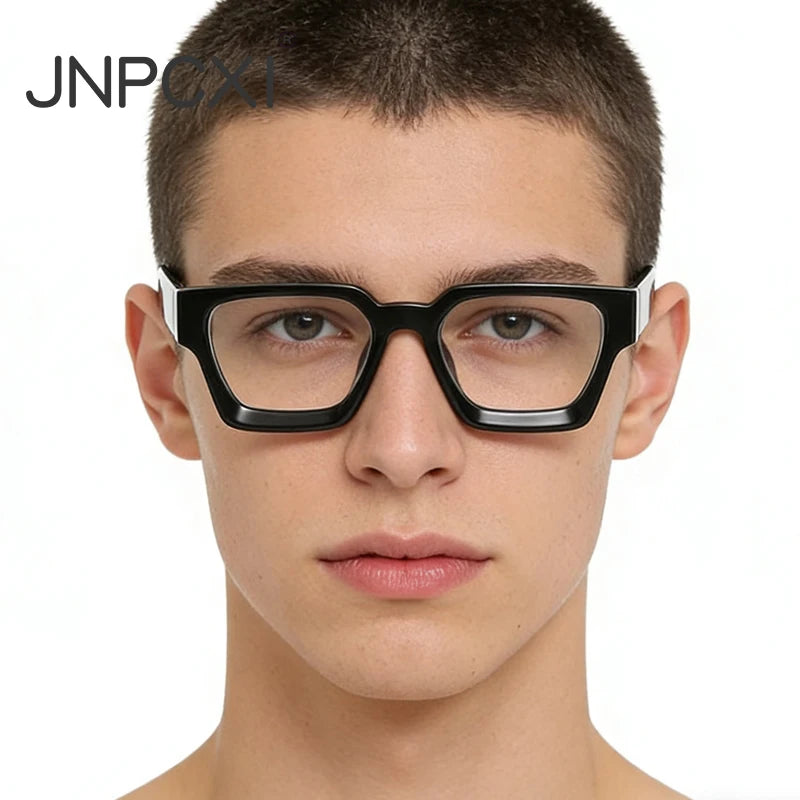 JNPCXI Vintage Glasses Frame Men Women Square Computer Frame Eyewear Blocking Glasses Optical Spectacle Eyeglass