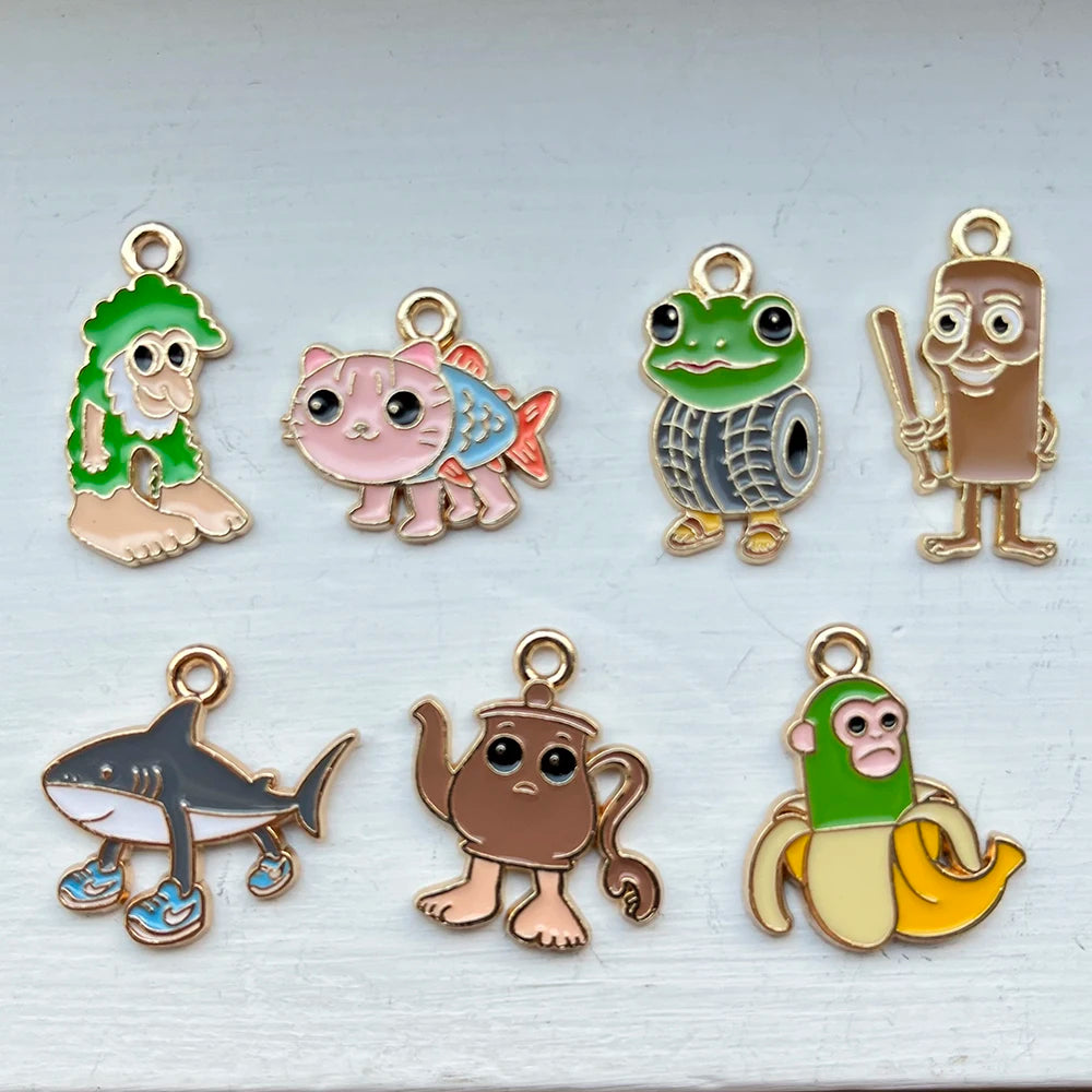 7Pcs/Set Enamel Cartoon Charms Pendants Classic Mountains Rivers Landscape Design for DIY Jewelry Making Necklace Earring