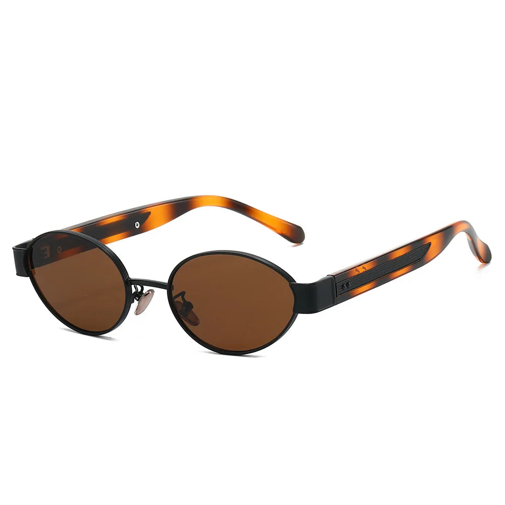 JNPCXI New Retro Oval Metal Rivets Women Luxury Sunglasses Fashion Punk Shades UV400 Trending Men Gradient Sun Glasses