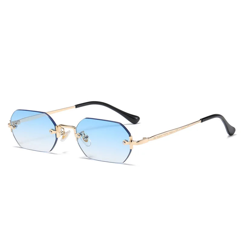 JNPCXI New Rectangle Rimless Sunglasses Retro Punk Gradient Shades UV400