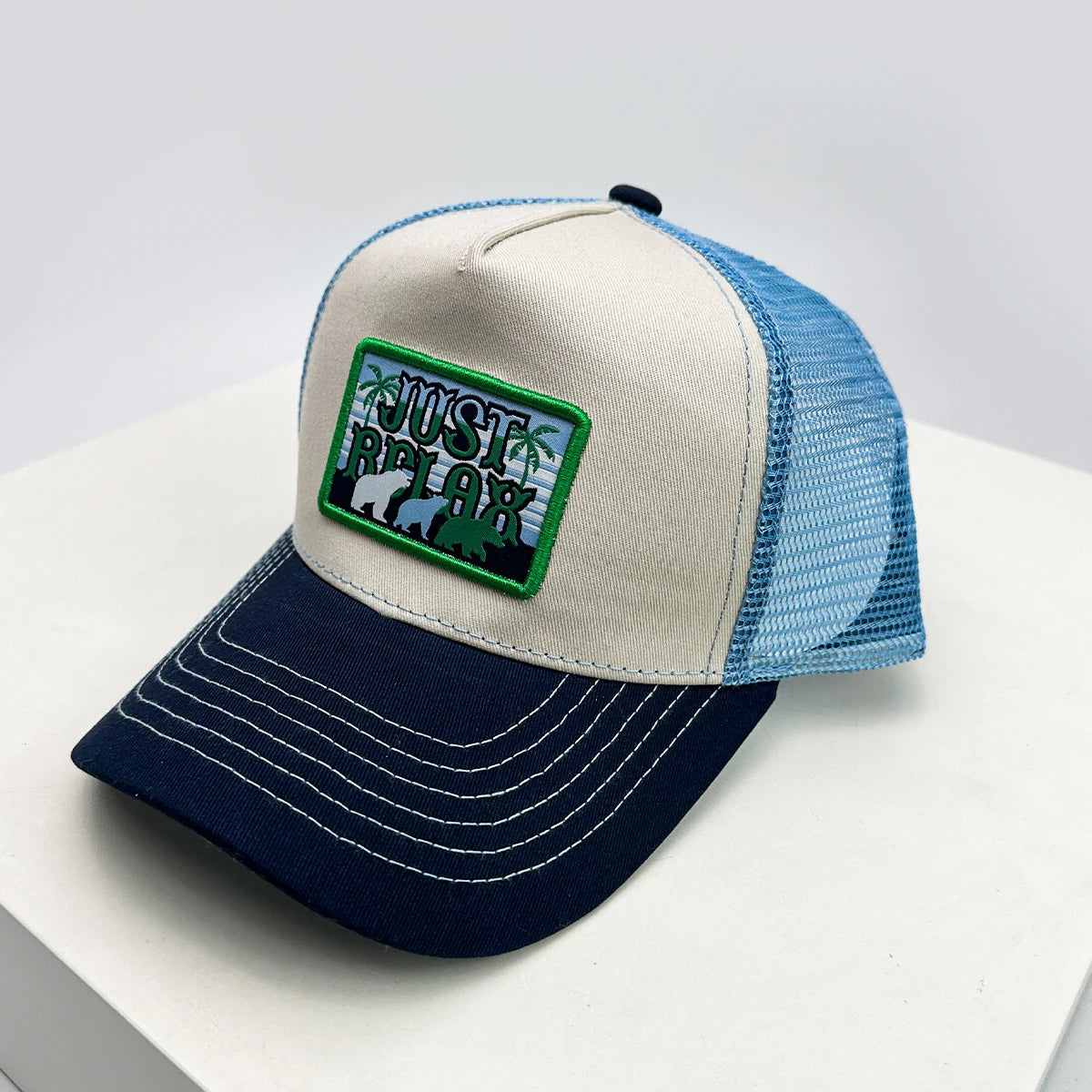 New Unisex PATCH Letter Embroidery Baseball Hats Sunshade Hip Hop Breathable Color Block Trucker Caps Fashion Mesh Versatile ins