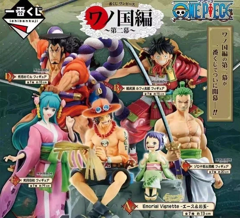 Bandai Original One Piece Ichiban Kuji Wano Country Ace Tama Luffy Zoro Kozuki Oden Hiyori Anime Figures Toys for Kids Gift