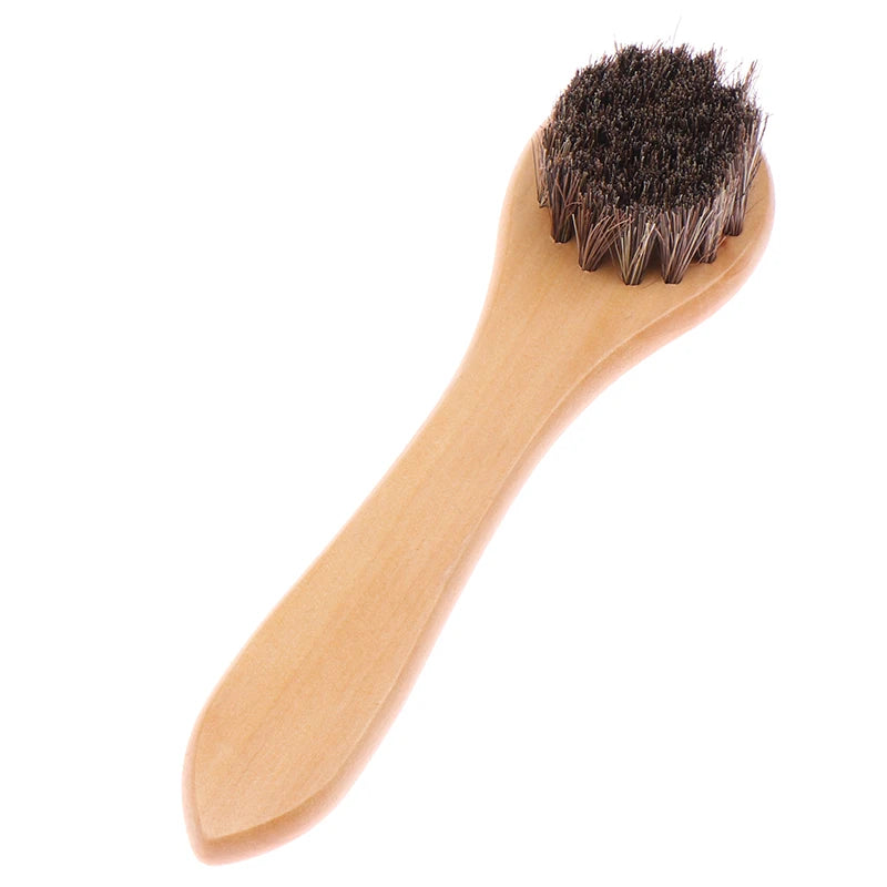 Handle Details Polishing, Cleaning Brush Horse Hair Wood Brush Leather Shoe Care