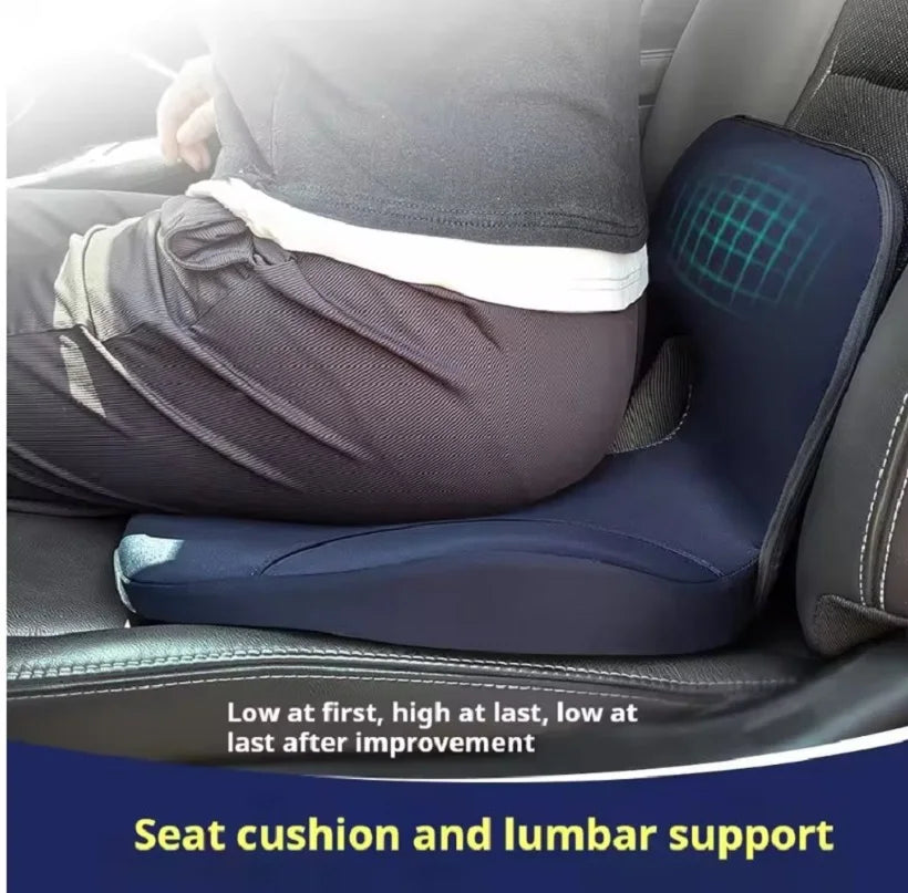 Memory Foam Car Seat Cushion Waist Back Support Pillow Set Orthopedic Ergonomic