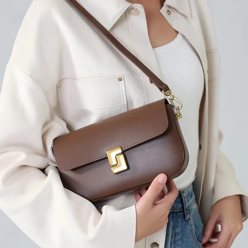 Women’s Split Leather Shoulder Bag Trend Brand Small Square Bags Luxury Designer Handbag Messenger bag for Female