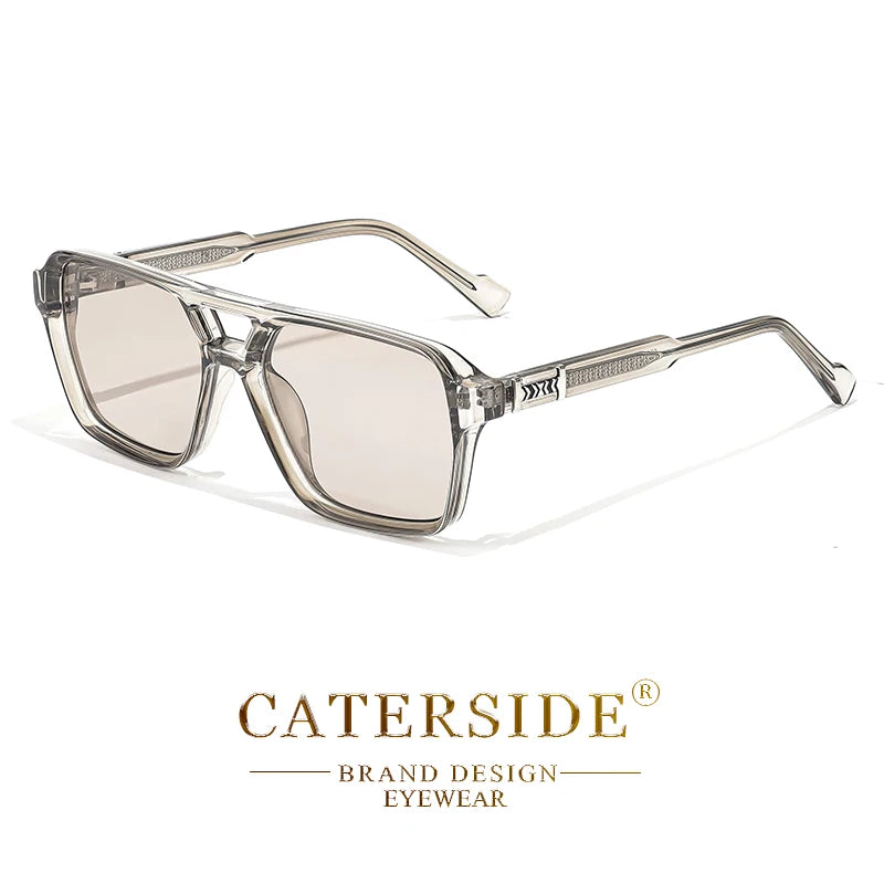 CATERSIDE Retro Punk Sunglasses Men Square Frame Flat Top Double Bridge High Quality Sun Glasses for Women Party Festival Gifts