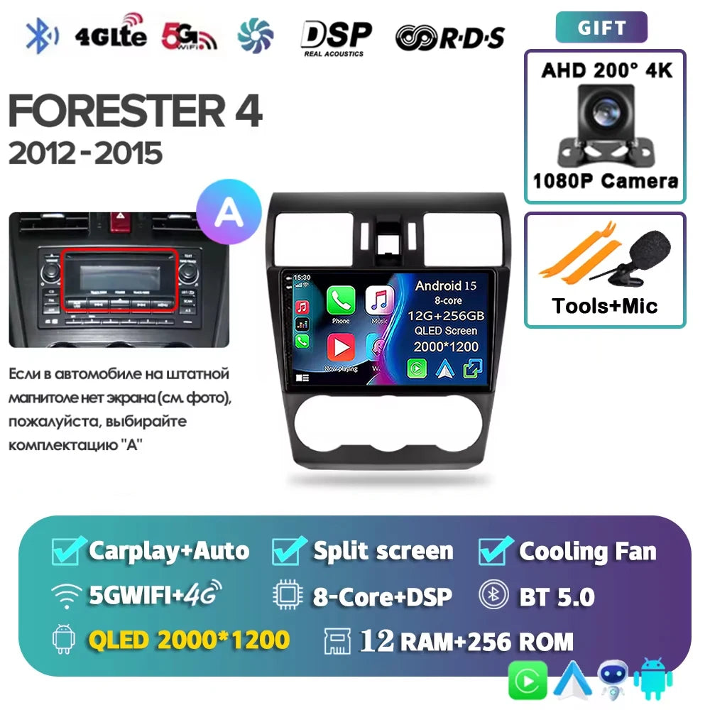2K For Subaru Forester 4 SJ 2012 - 2015 Car Radio Multimedia Video Player Navigation stereo GPS Android 15 No 2din 2 din dvd