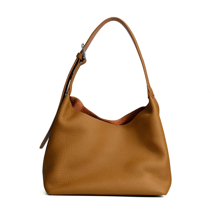Women's Cowhide Genuine Leather Underarm Bags Female Retro Top grain leather Shoulder Bag Ladies Luxury Designer Handbags
