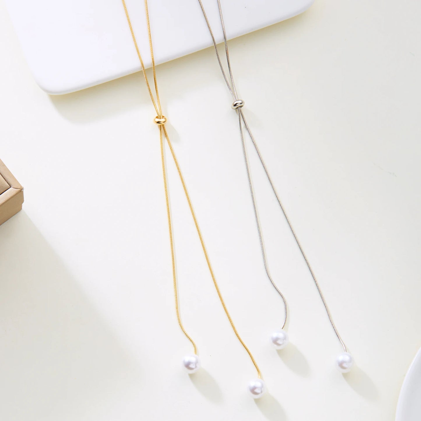 Simple Adjustable Y-Shaped Tassel Chain Necklace Imitation Pearl Pendant Women Long Sweater Chain Fashion Jewelry Gift Ornaments