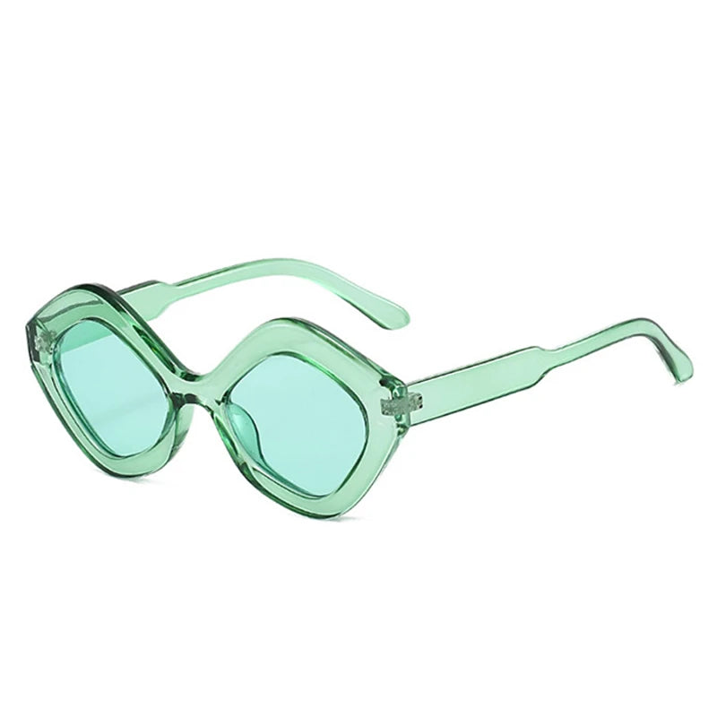 JNPCXI New Retro Irregular Polygon Cat Eye Sunglasses Women Green Red Shades UV400 Fashion Trending Men Sun Glasses
