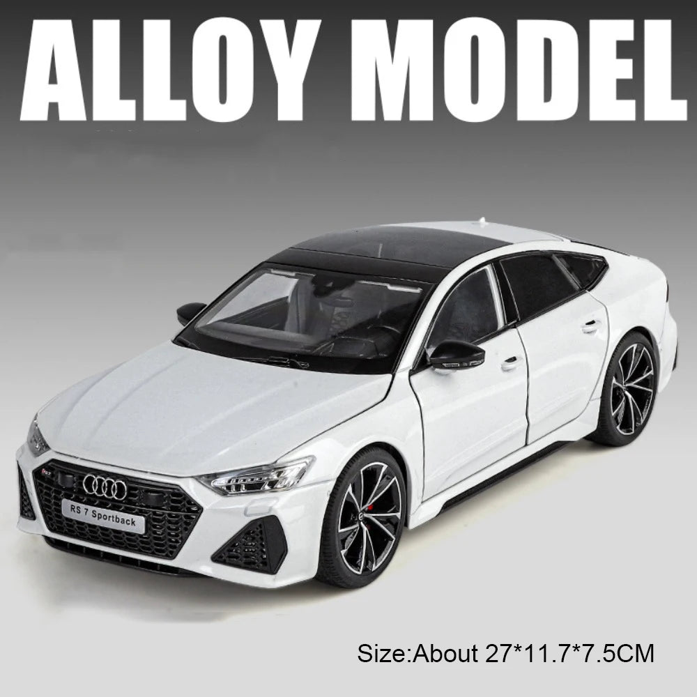 Large 1:18 RS7 A6L Alloy Diecast Model Car Toys 6 Doors Opened with Sound Light Front Wheel Steering Vehices for Boy Adult Gifts