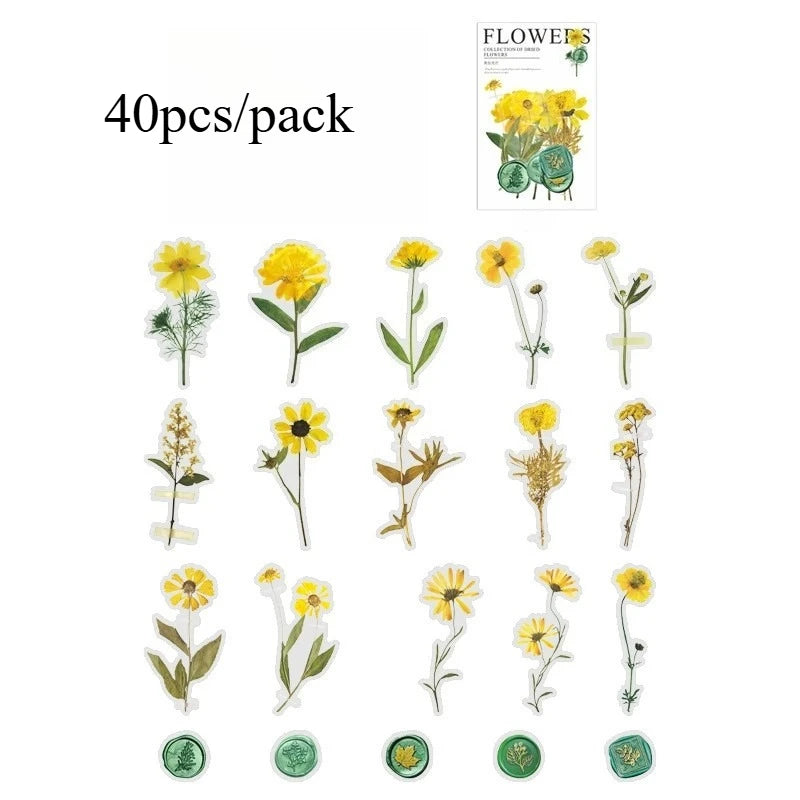 40pcs Elegant Vintage Floral Sticker Pack: Boost Your DIY Projects, Scrapbooks & Journals with Easy-to-Apply, Retro Bloom Decals
