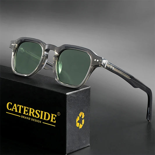 CATERSIDE Square Acetate Polarized Sunglasses Men Retro Large Frame Women Sun Glasses Punk Outdoor Driving Travel Eyewear UV400