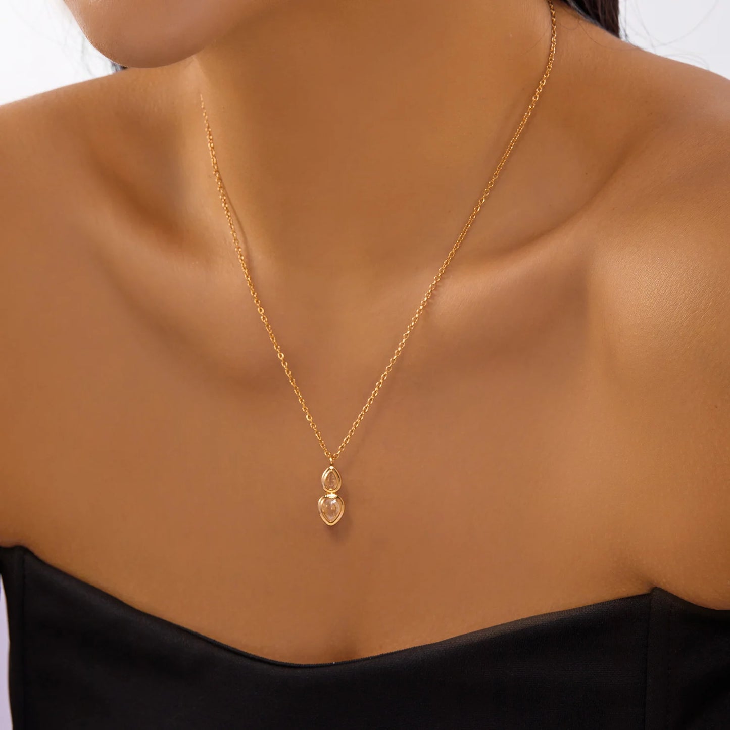 Fashion Crystal Tassel Y-Shaped Pendant Necklace for Women Simple Luxury Inlaid Zircon Clavicle Chain Choker Party Jewelry Gifts