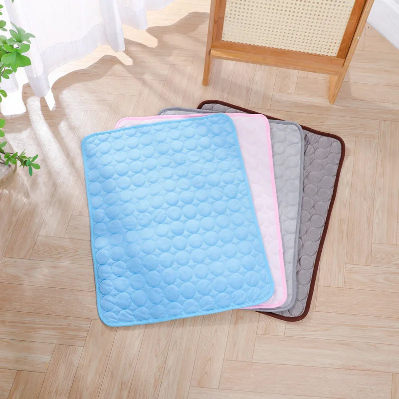 Pink Summer Cooling Pet Mat, Gel Ice Pad Dogs & Cats, Breathable Non-Slip Bed