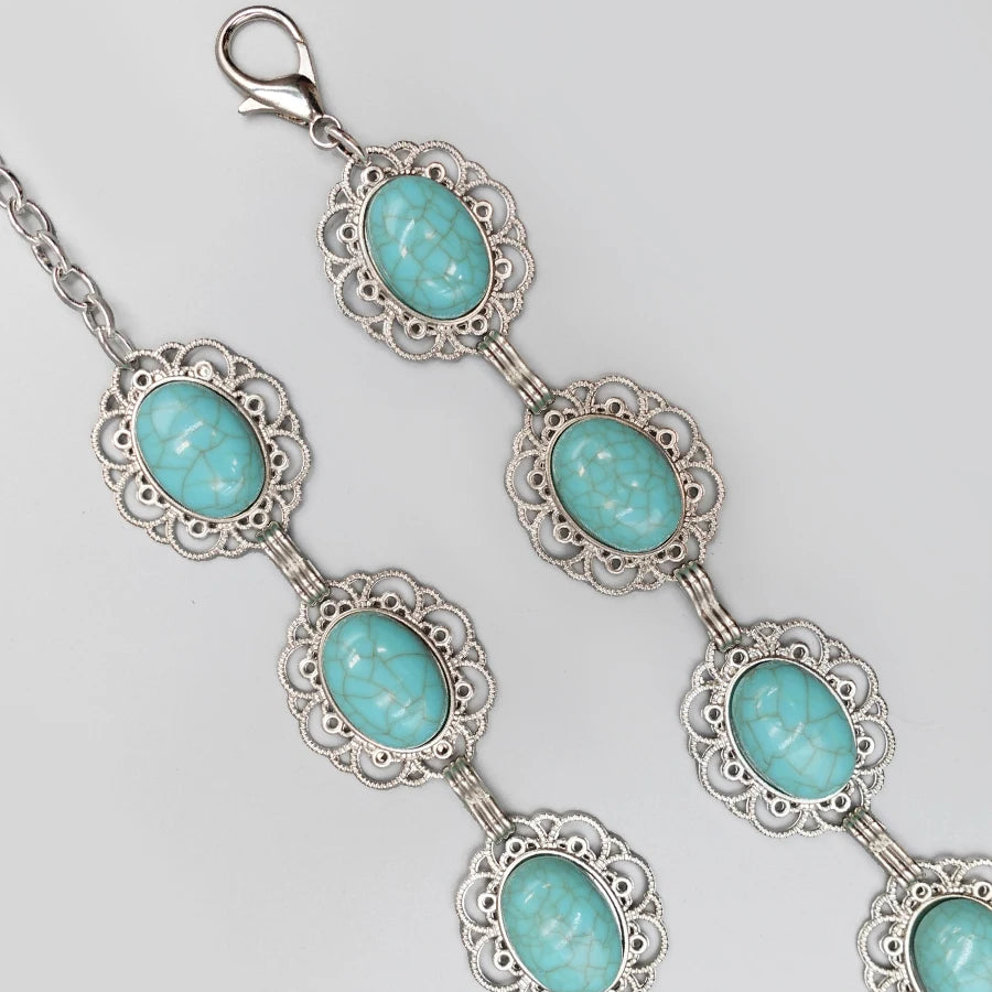 Bohemian Vintage Women's Belt - Carved Turquoise Waist Chain for Dresses, Holiday & Date Night Accessories