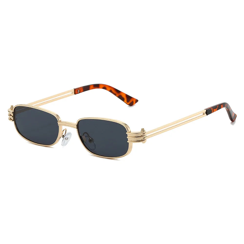 JNPCXI New Ins Popular Fashion Small Rectangle Metal Men Sunglasses Retro Brand Designer Shades UV400 Punk Women Sun Glasses